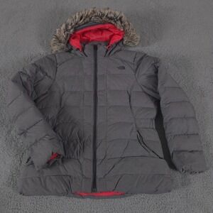 The North Face Jacket Womens XL Gray Gotham 550 Goose Down Puffer Faux Fur Coat